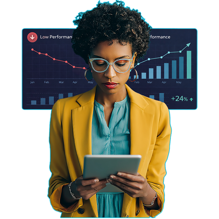 Business woman looking at ipad